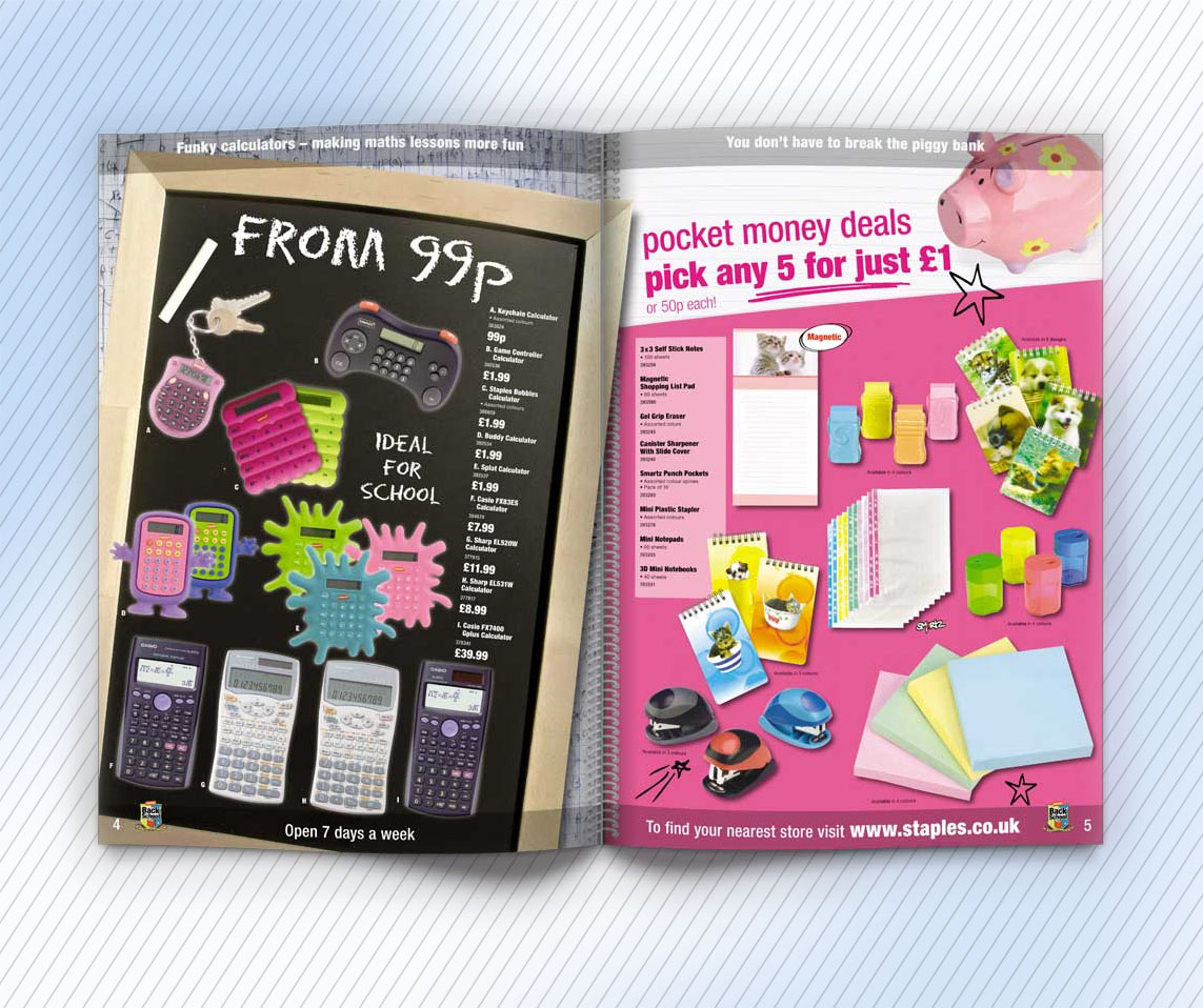 Staples Back to School catalogue inside spread design